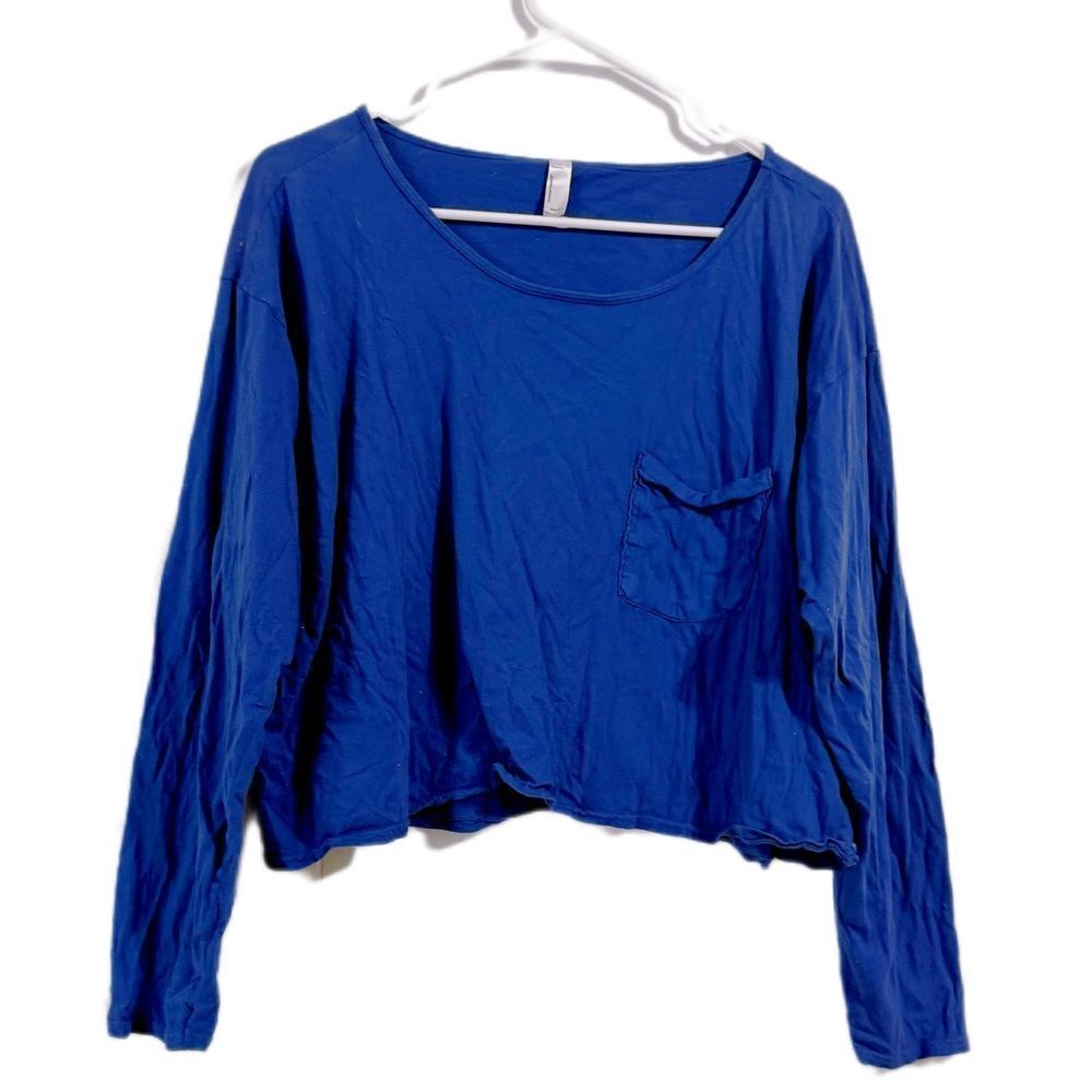 American Apparel‎ Blue Crop Relaxed Blouse